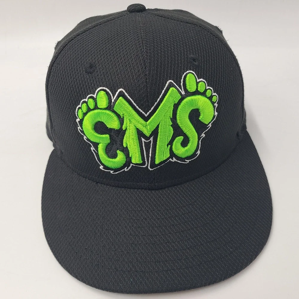 Eugene Emeralds Hat Fitted 6 3/4 New Era 59Fifty‎ Black Green MiLB Baseball Logo